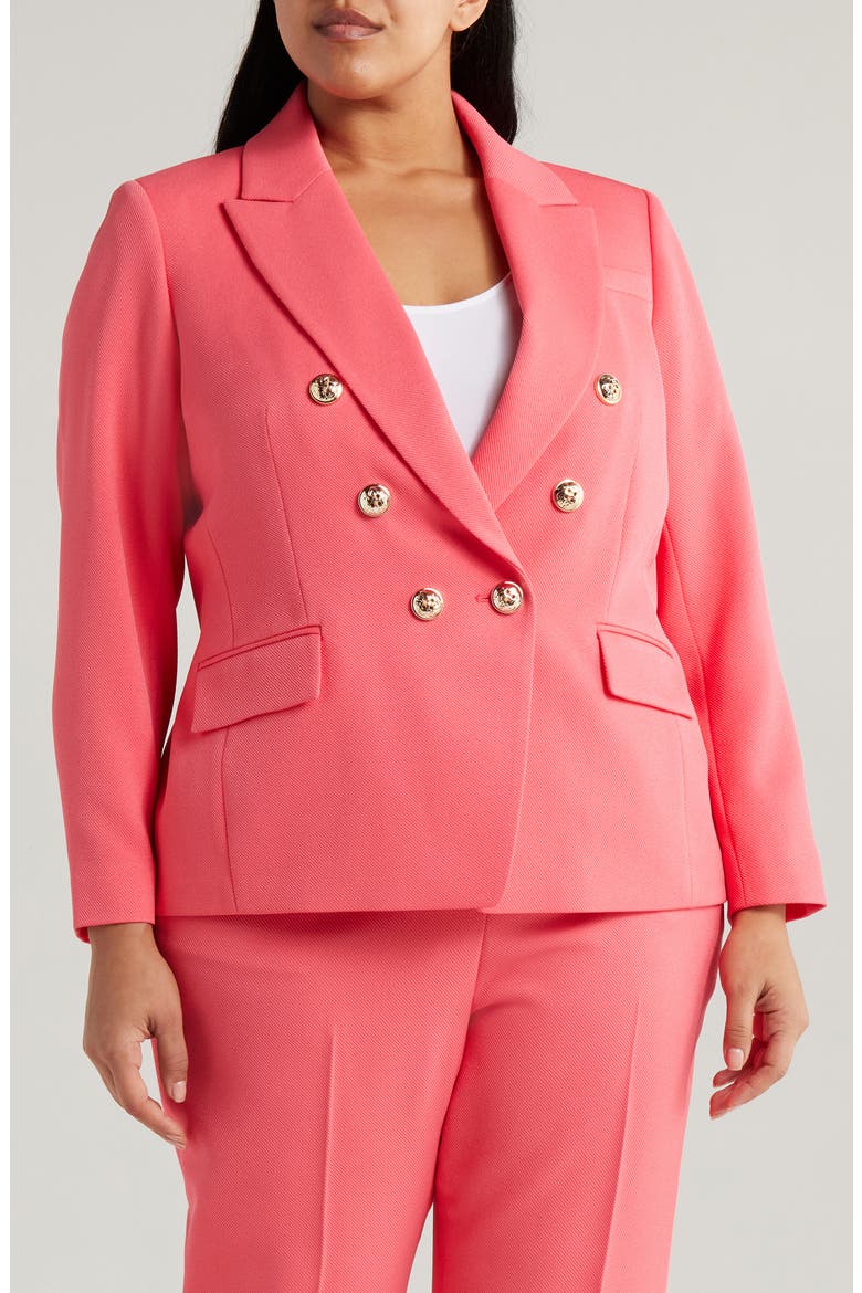 Double Breasted Twill Blazer, Main, color, SUNSET