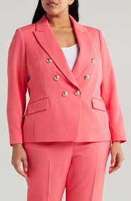 Tahari ASL Double Breasted Twill Blazer