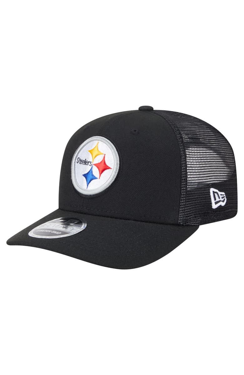 New Era Men's New Era Black Pittsburgh Steelers Main Trucker 9SEVENTY Stretch-Snap Hat, Main, color, Black