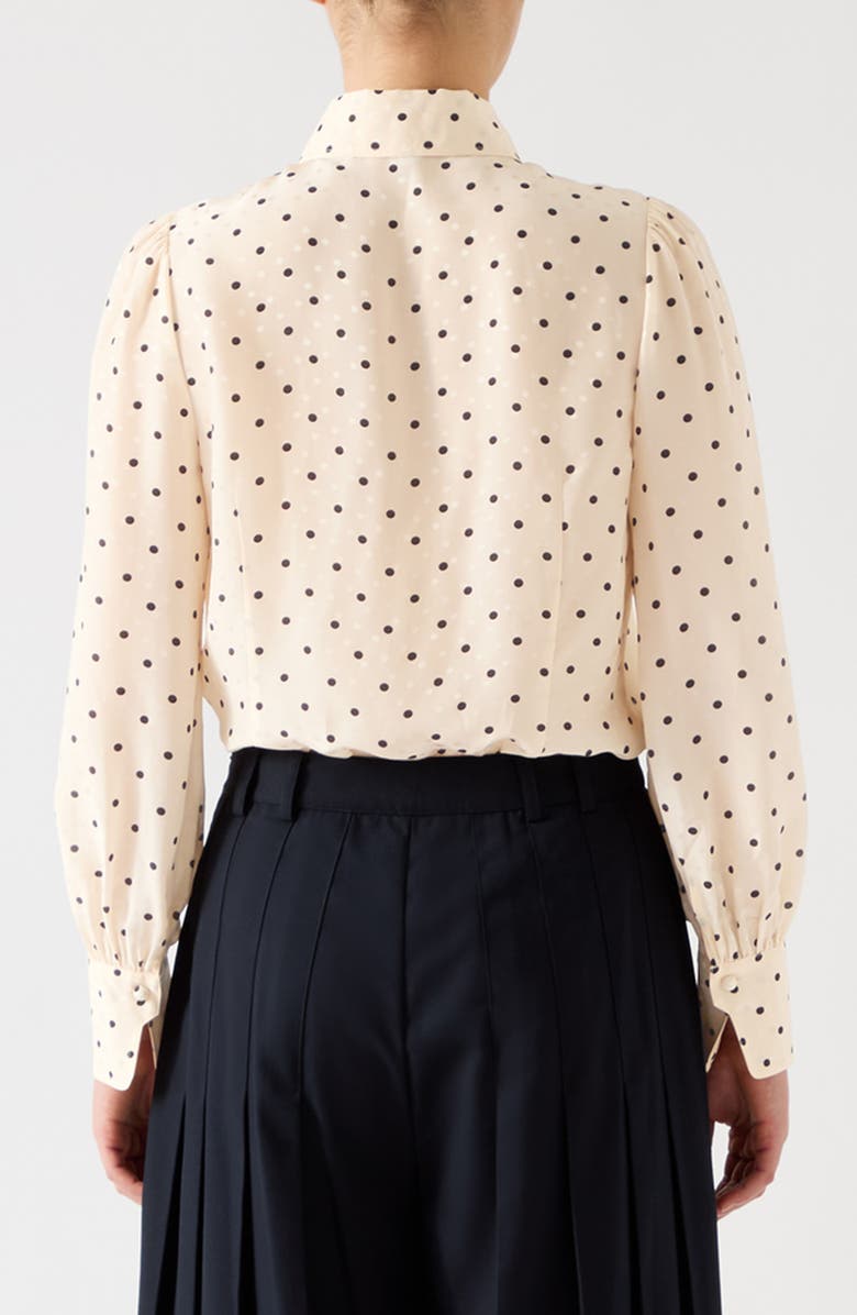 LK Bennett Sonya Polka Dot Button-Up Shirt, Alternate, color, Cream