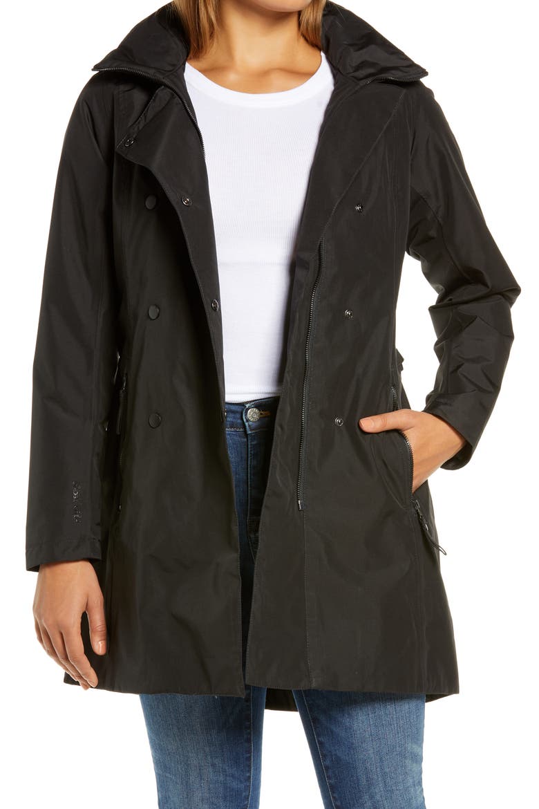 Welsey II Insulated Waterproof Trench Coat, Main, color, BLACK
