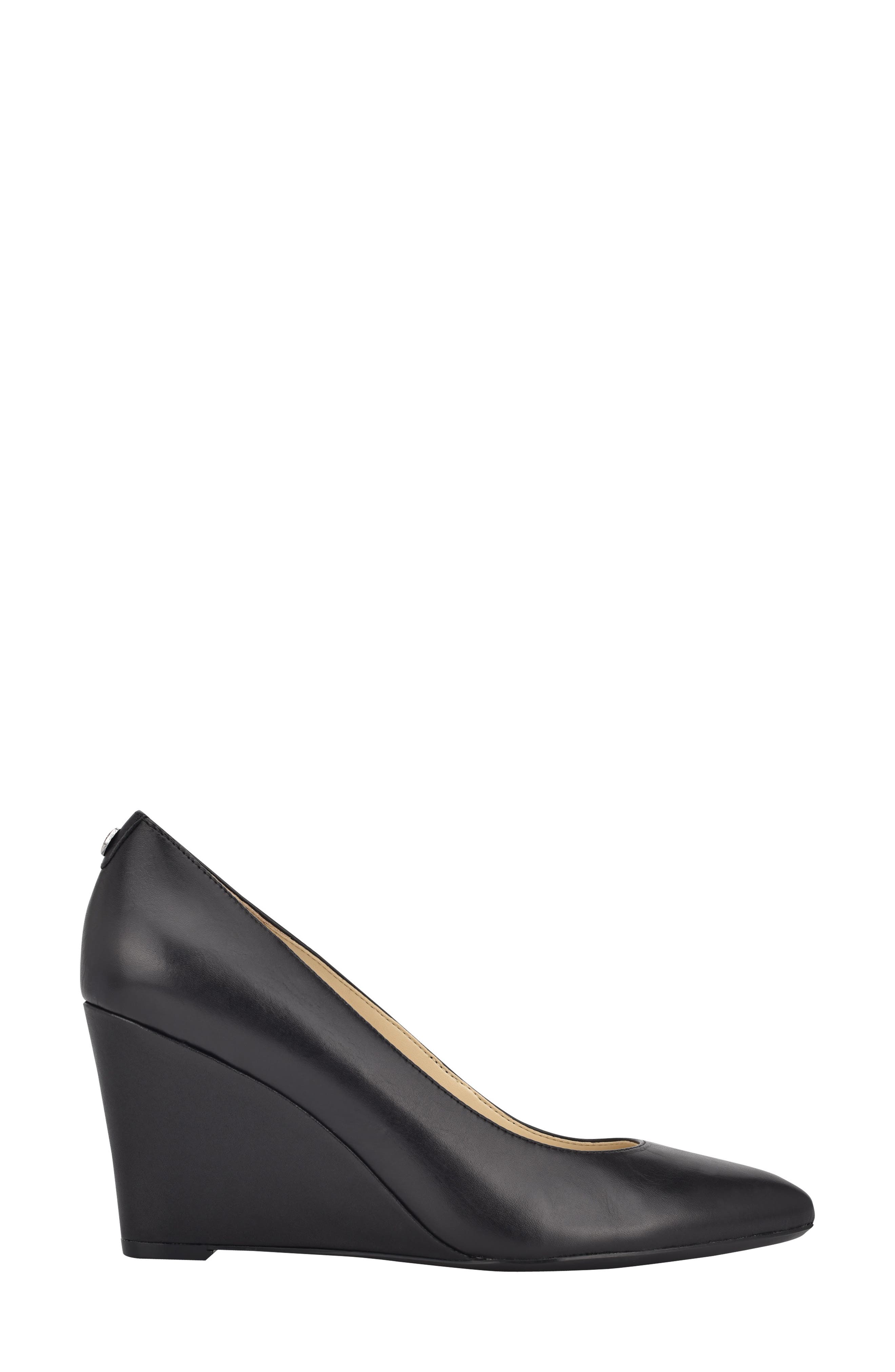 Nine West Cal 9x9 Wedge Pump, Alternate, color, Black Leather
