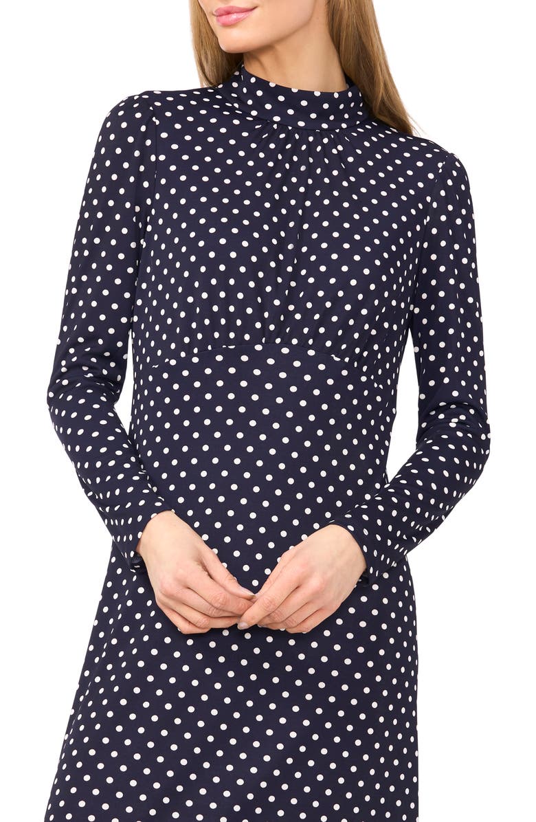 CeCe Polka Dot Long Sleeve A-Line Maxi Dress, Alternate, color,