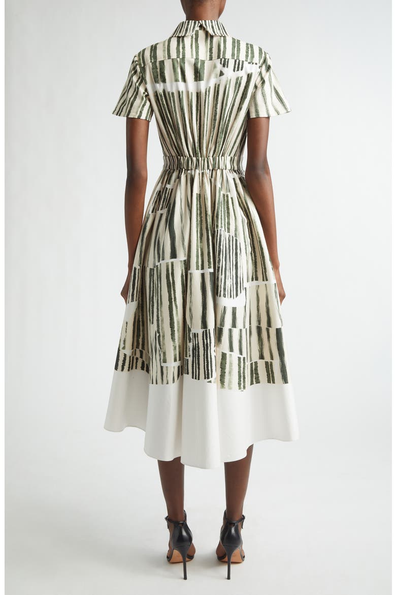 Stripe Collage Stretch Cotton Midi Shirtdress, Alternate, color, PLASTER/ HUNTER GREEN