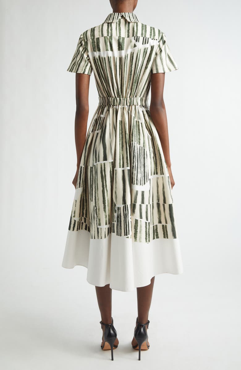 Jason Wu Collection Stripe Collage Stretch Cotton Midi Shirtdress, Alternate, color, Plaster/ Hunter Green