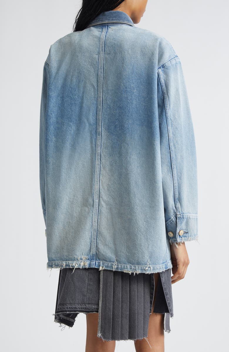 KURO Distressed Denim Half Coat, Alternate, color, Light Indigo