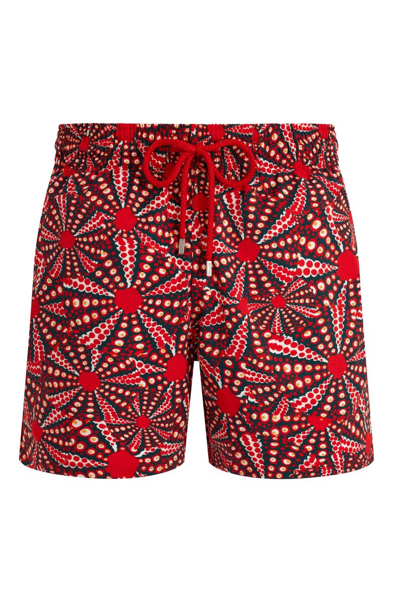 Vilebrequin Men's Oursinades Stretch Swim Trunks, Alternate, color, Coquelicot