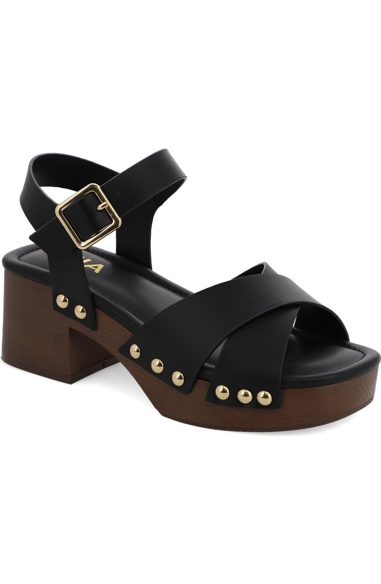 MIA Finna Platform Sandal, Main, color, Black