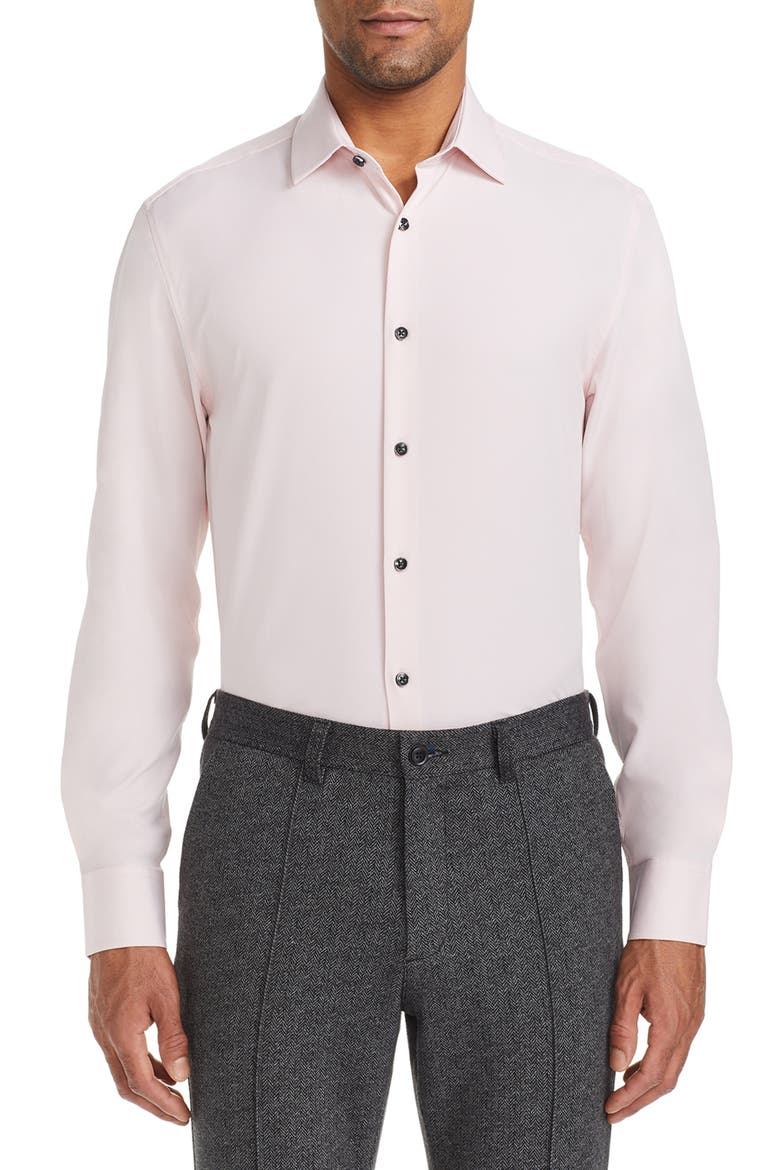 Extra Trim Fit Stretch Cool Temp Dress Shirt & Face Mask, Main, color, PINK
