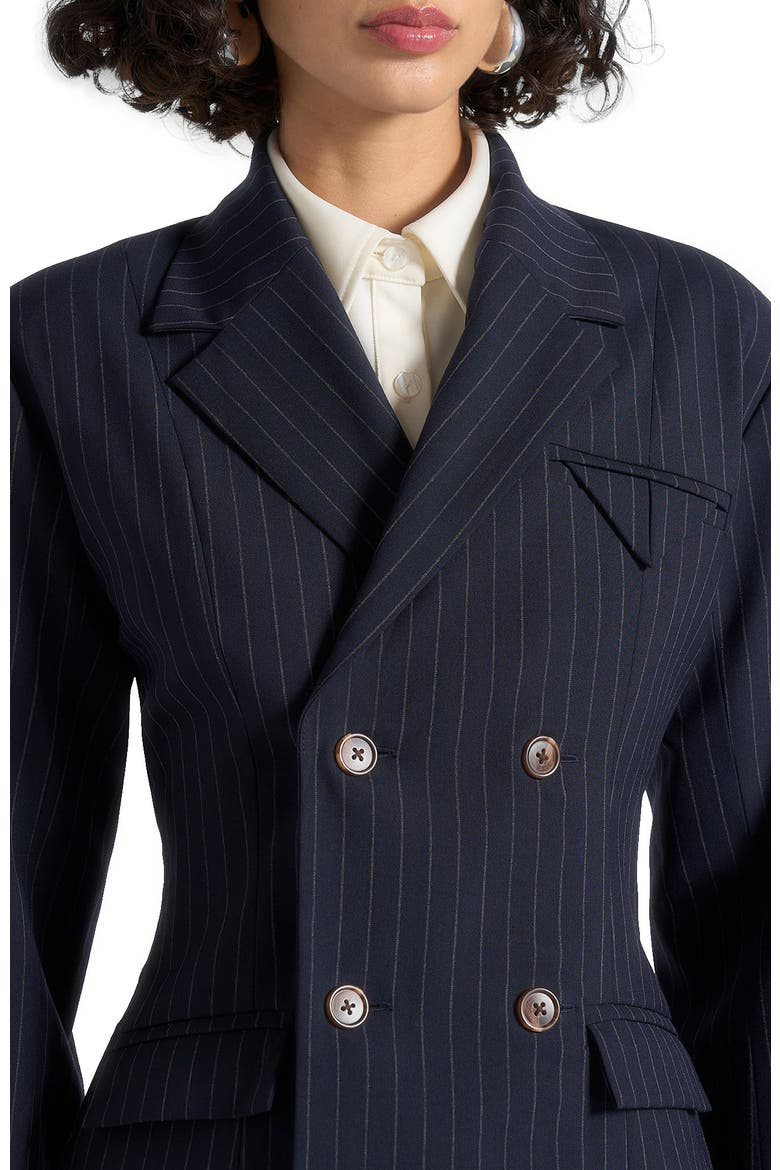 Maia Pinstripe Double Breasted Blazer, Alternate, color, Navy