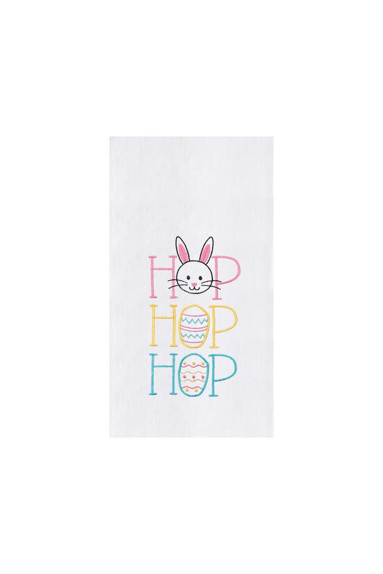"Hop Hop Hop" Easter Bunnies 100% Cotton Flour Sack Dishtowel, Main, color, White