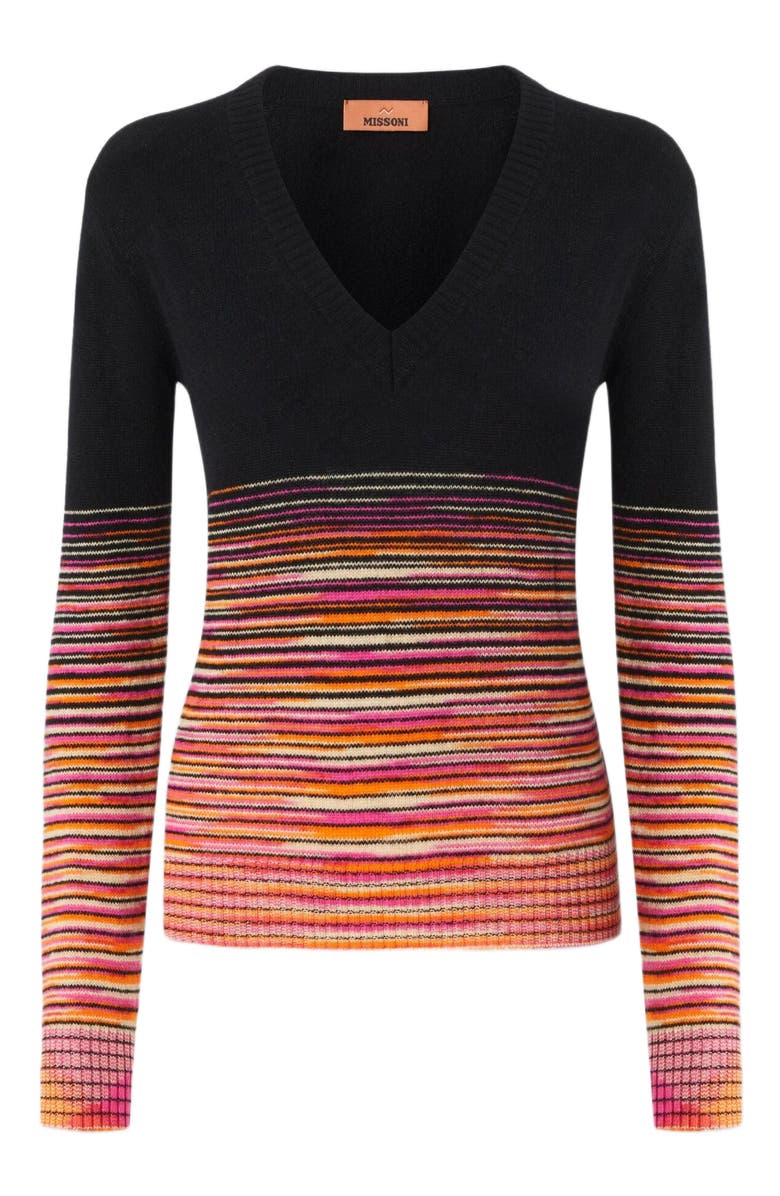 Missoni Dégradé Slub Cashmere Sweater With V-neck, Alternate, color, Multicoloured