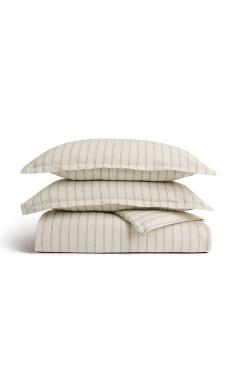 Flannel Stripe Brushed Cotton Duvet Cover Sets