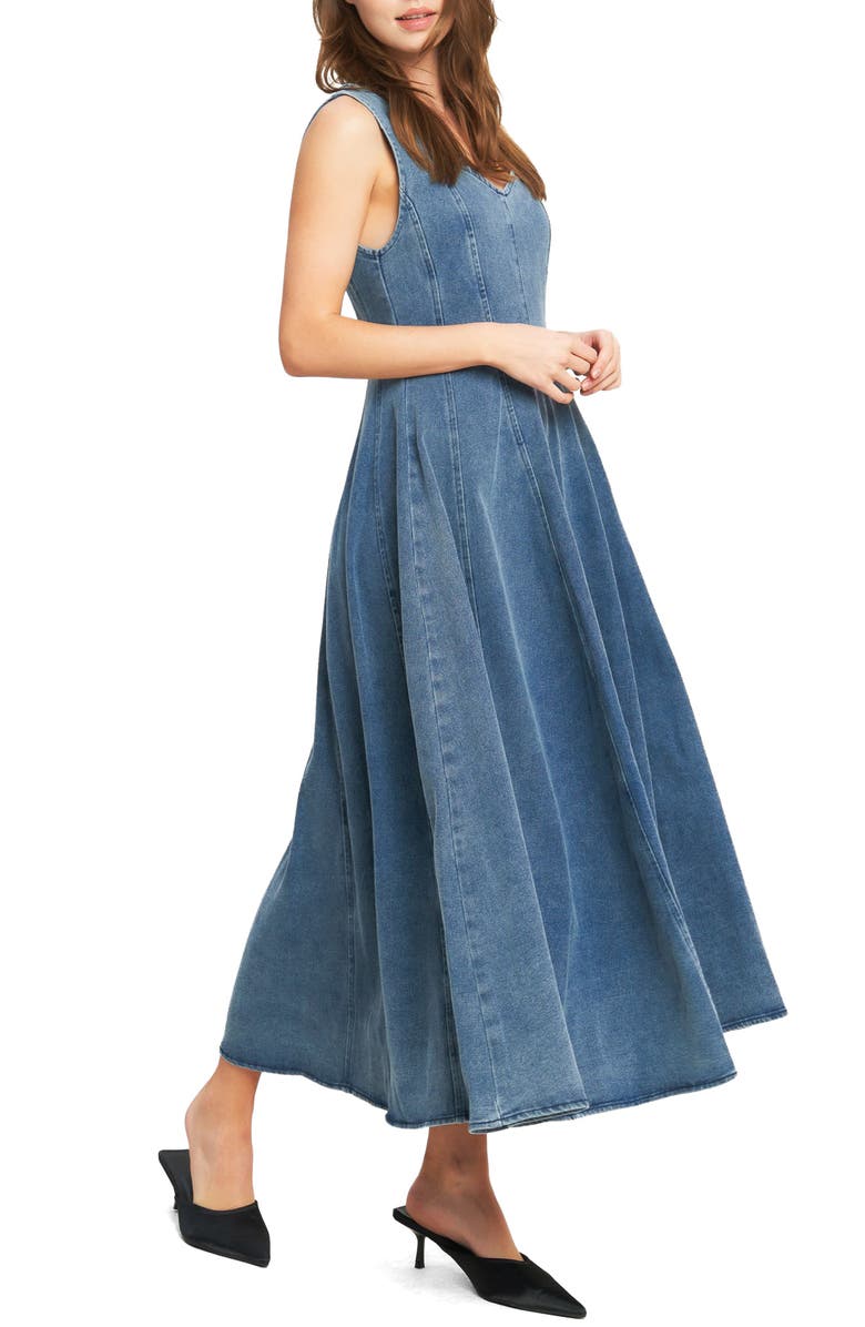 FLYING TOMATO Denim Midi Dress, Alternate, color, 
