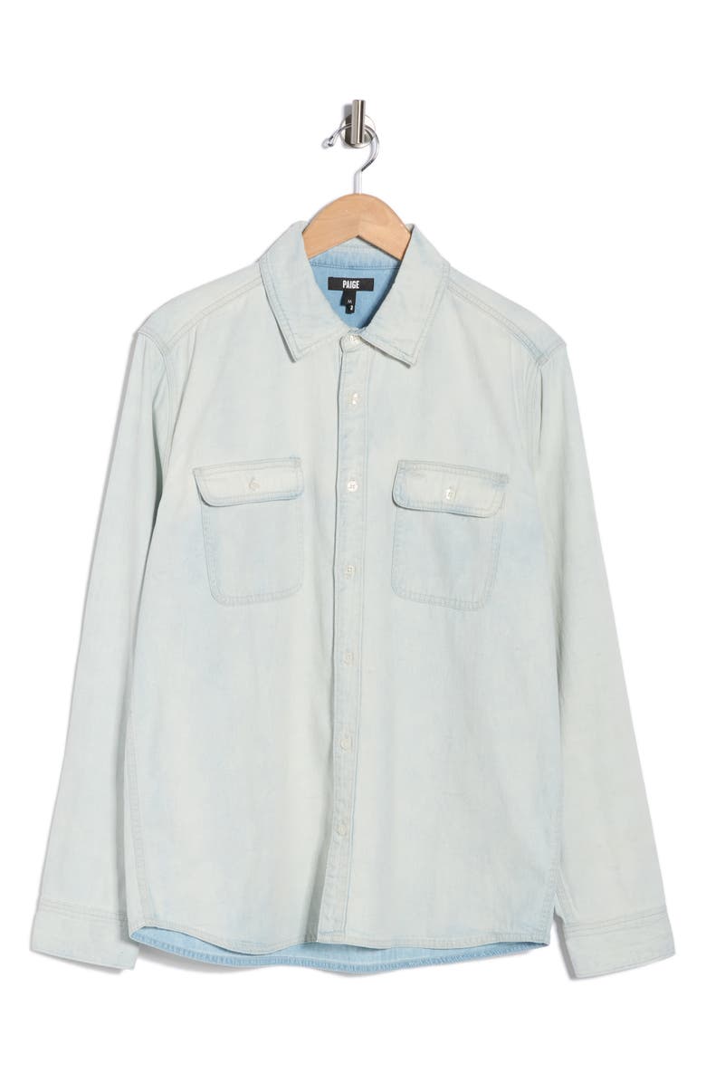 PAIGE Martin Cotton & Linen Button-Up Shirt, Alternate, color, Arvana