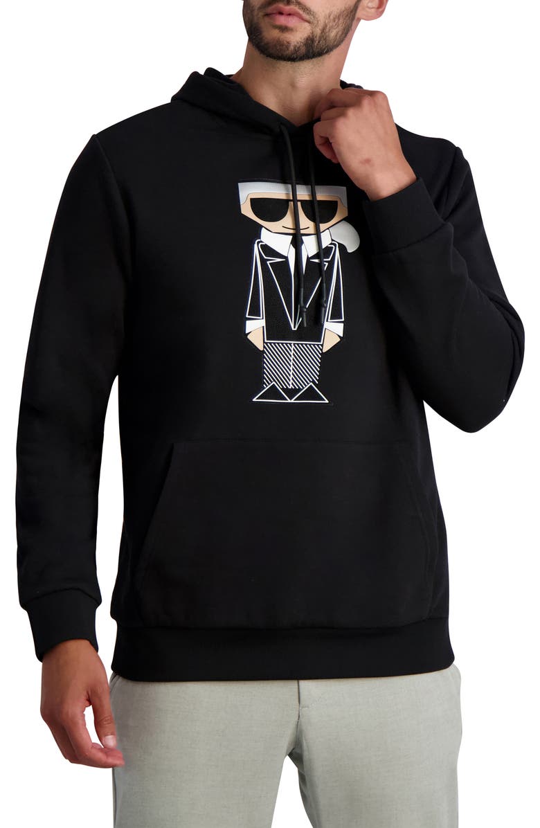KARL LAGERFELD PARIS Kocktail Karl Graphic Hoodie, Main, color,