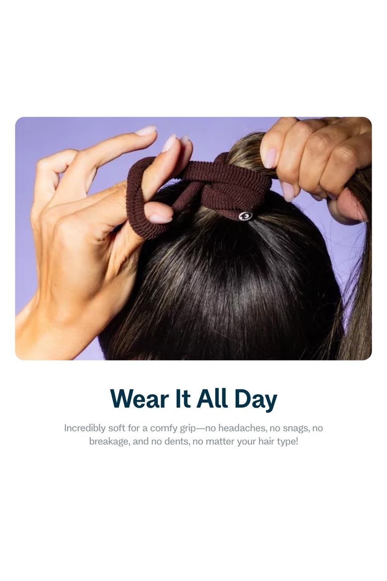 Thick Fit Hair Bands, Damage Free Hair Ties Made with Seamless Microfiber Elastics, Alternate, color, Dark Brown
