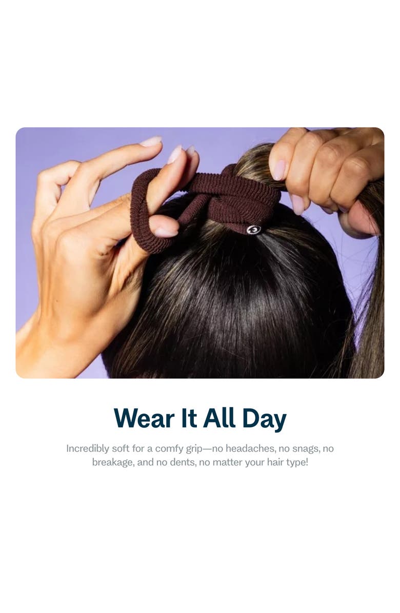 Gimme Beauty Thick Fit Hair Bands, Damage Free Hair Ties Made with Seamless Microfiber Elastics, Alternate, color, Dark Brown