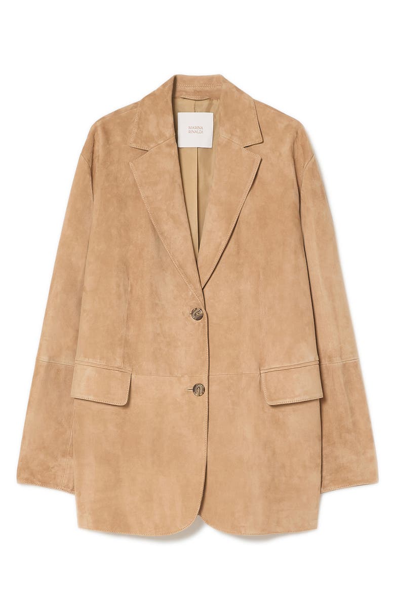 Marina Rinaldi Olivi Suede Blazer, Alternate, color, Beige