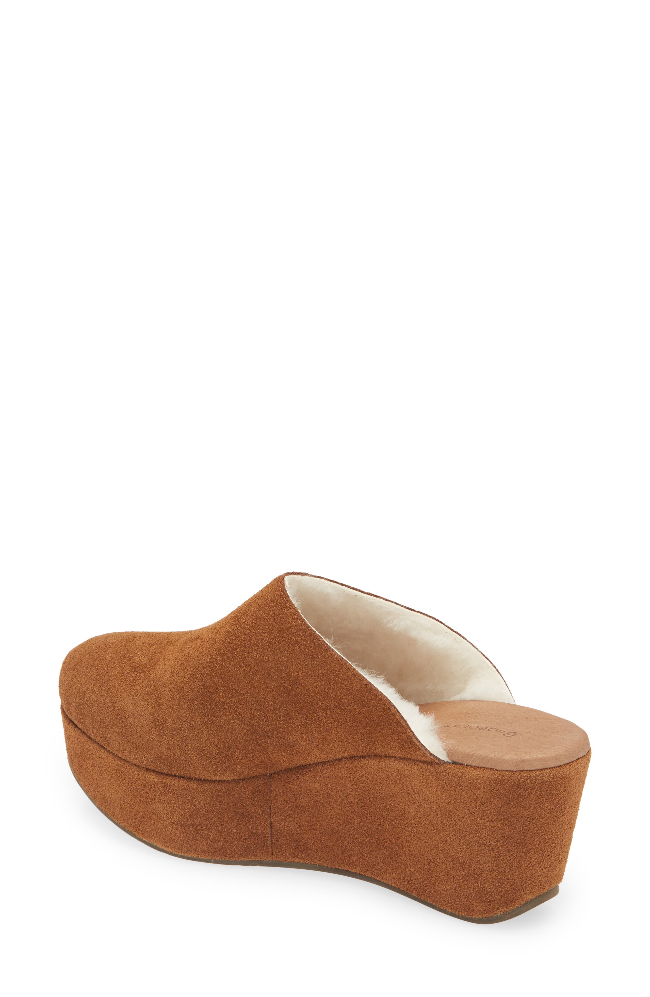 Chocolat Blu Yoselin Genuine Shearling Suede Platform Mule, Alternate, color, 