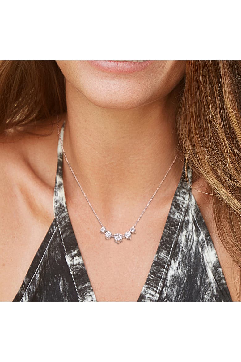 Moissanite 5-Stones Necklace, Alternate, color, Sterling Silver