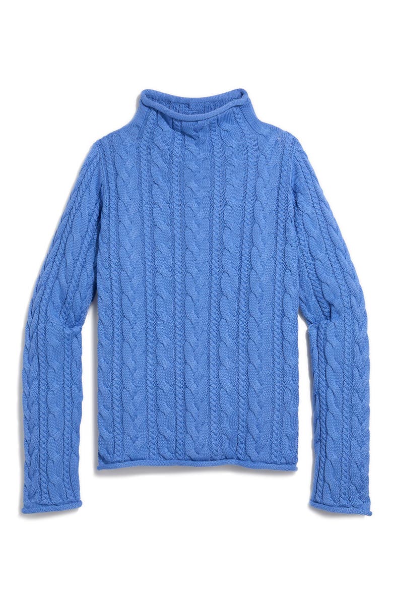 Cable Knit Mock Neck Sweater, Main, color, BREAKER BLUE