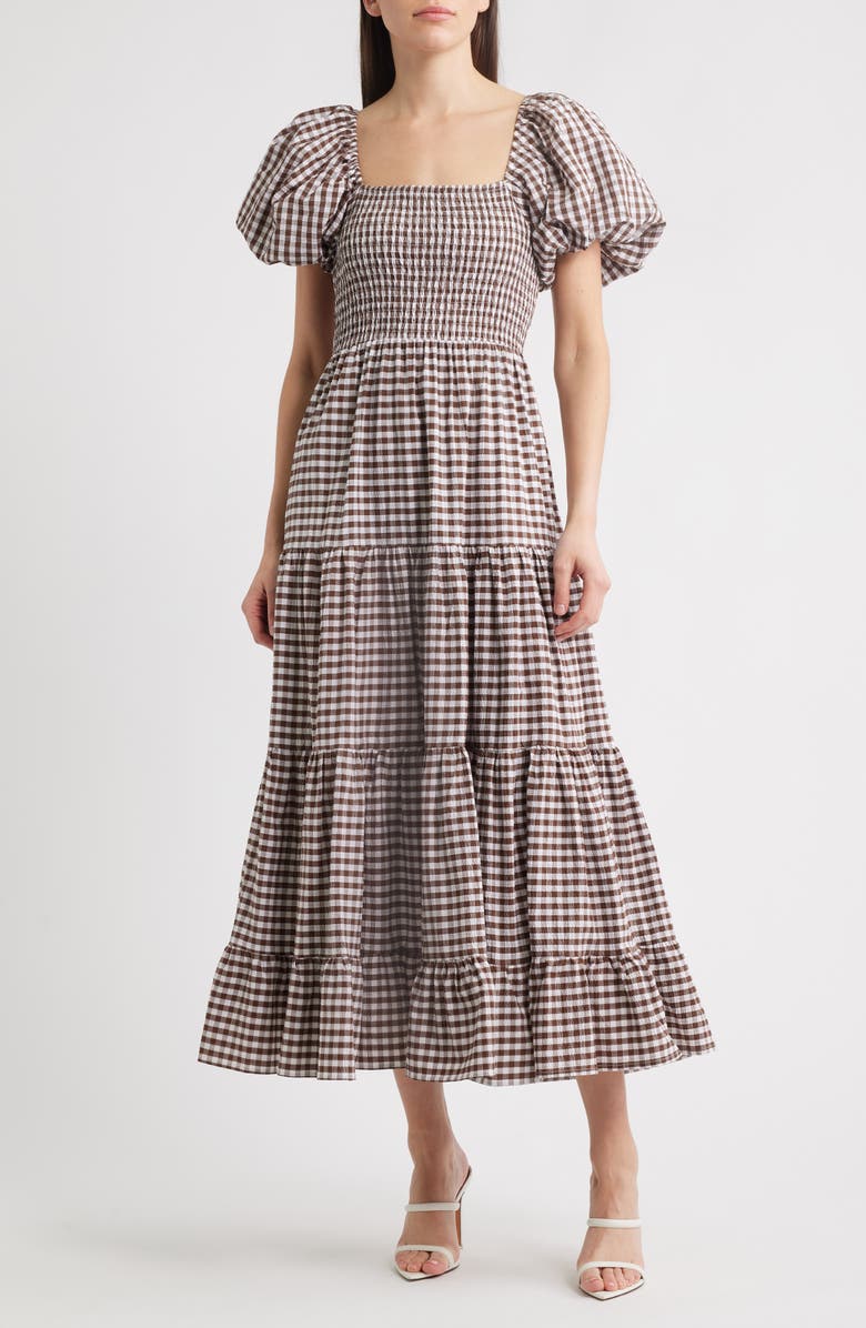 Sister Jane Pollen Gingham Check Midi Dress, Main, color, 