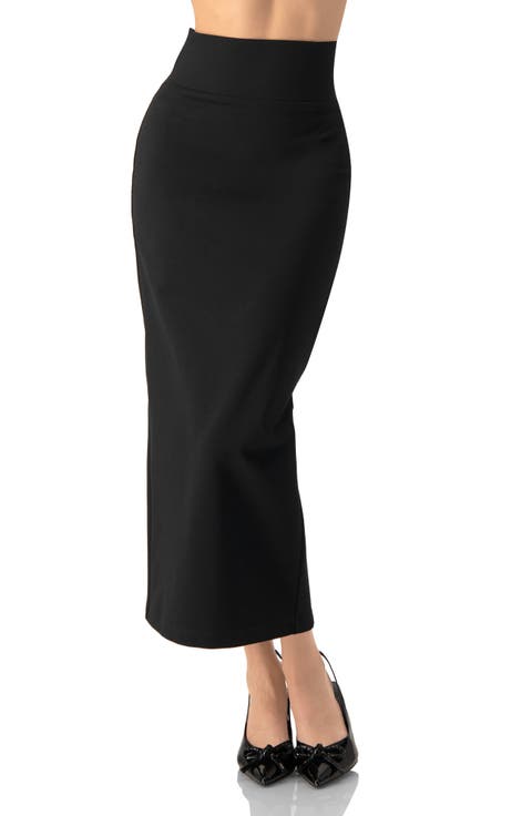 Midi Pencil Skirt with Back Slit