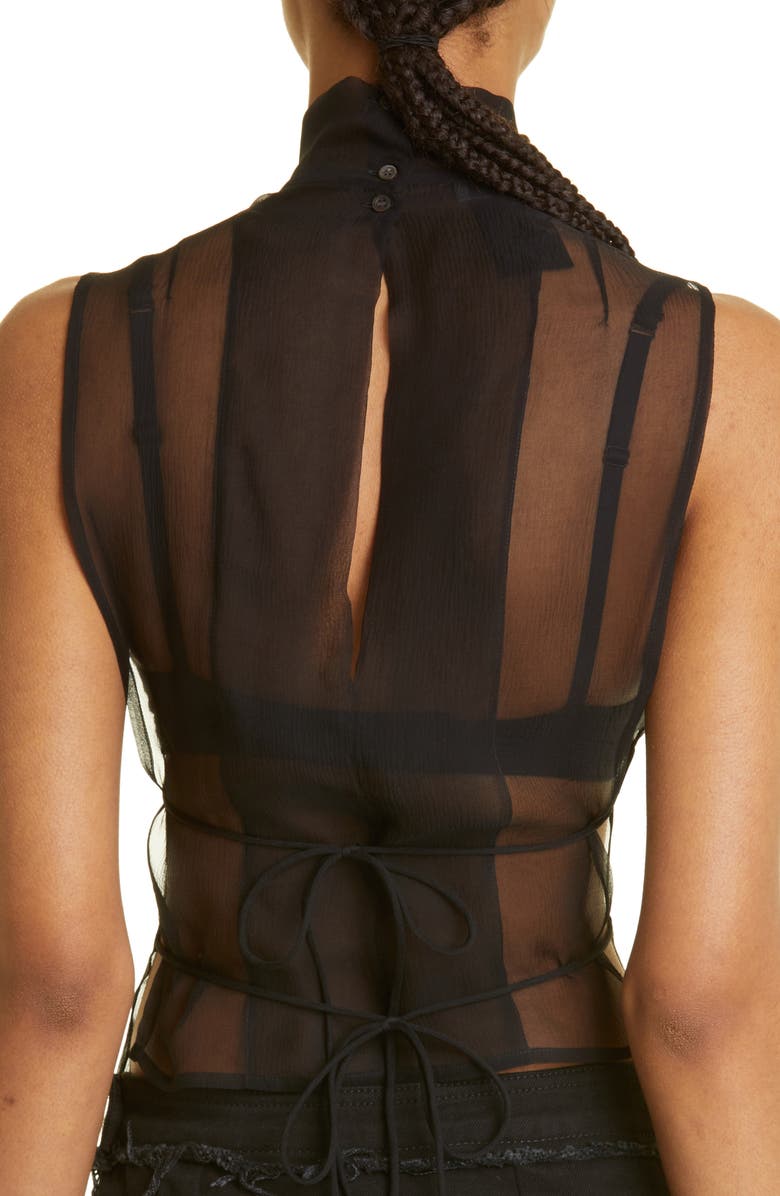 Dries Van Noten Carma Sleeveless Silk Mousseline Blouse, Alternate, color, 