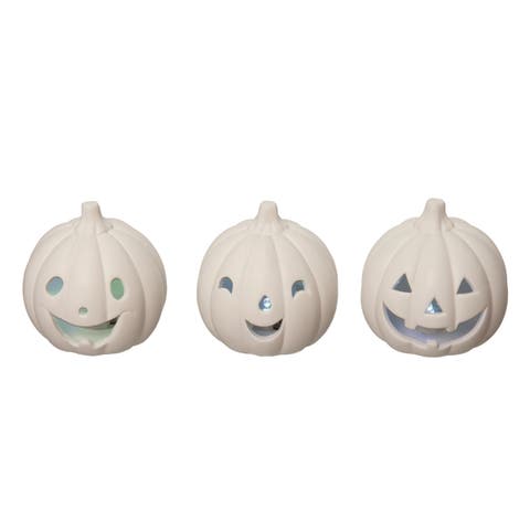 Ceramic Light Up Jack-O-Lantern Set of 3