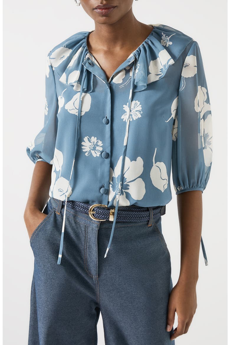 Rumi Ruffle Print Top, Main, color, BLUE MULTI