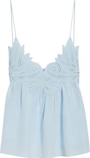 Ulla Johnson Rosie Lace Appliqué Silk Tank