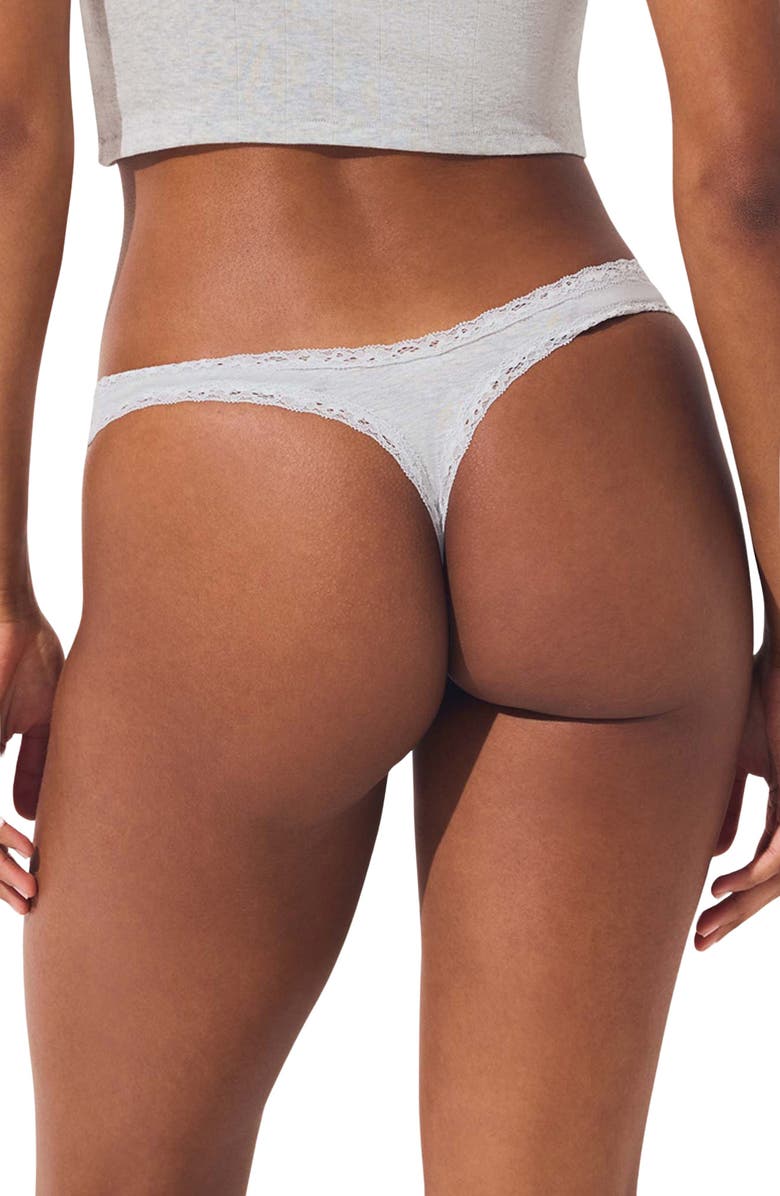 Lightweight Cotton Lace Trim Thong