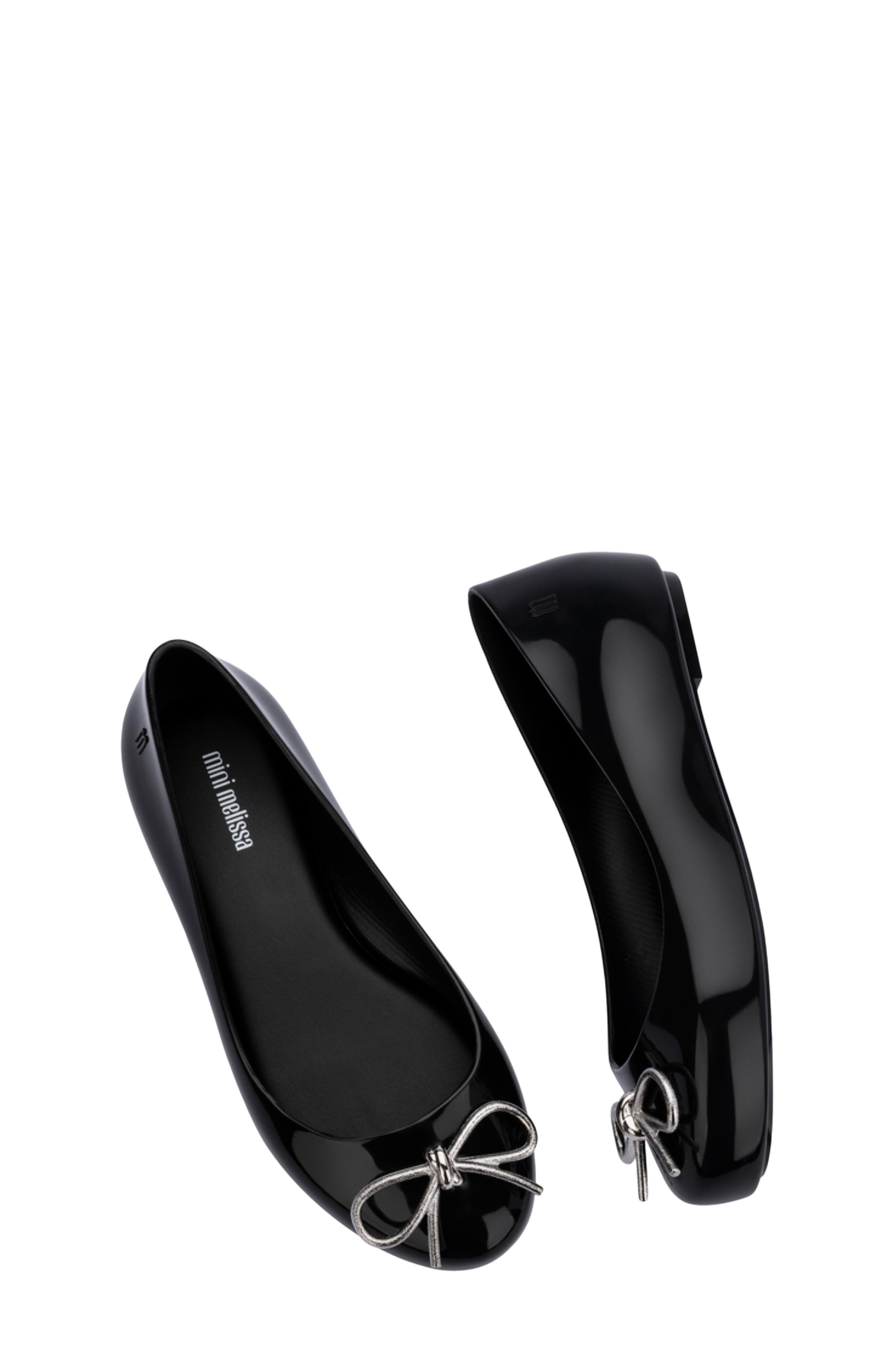 Mini Melissa Kids' Sweet Love Flat, Alternate, color, Black/ Onyx