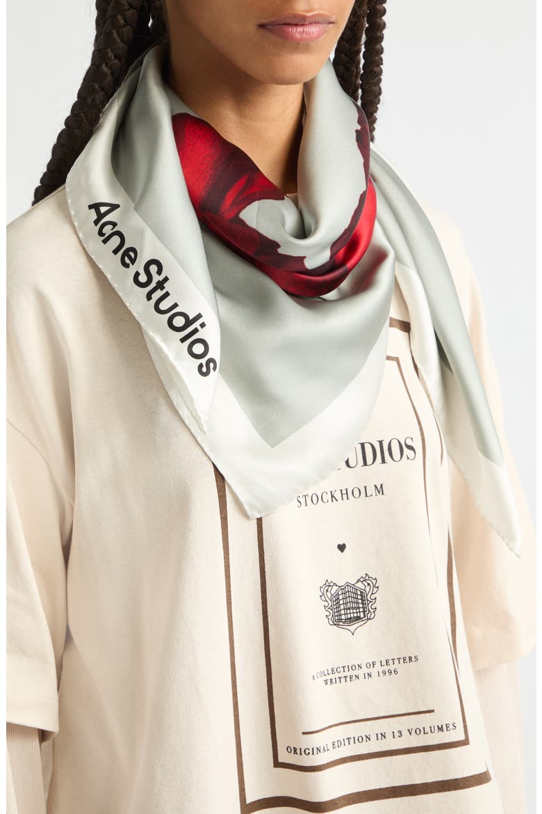 Vasco Rose Midsummer Silk Square Scarf, Alternate, color, WHITE RED