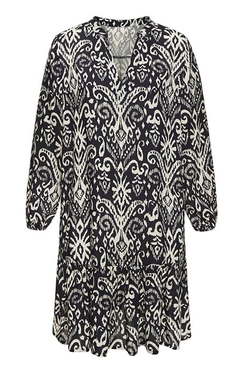 LASCANA Women's Printed Tunic Dress, Alternate, color, Navy Beige