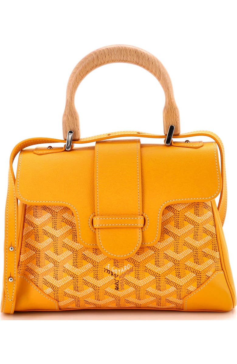 Pre-Owned Goyard Saigon Top Handle Bag Coated Canvas with Leather Mini, Main, color, Yellow