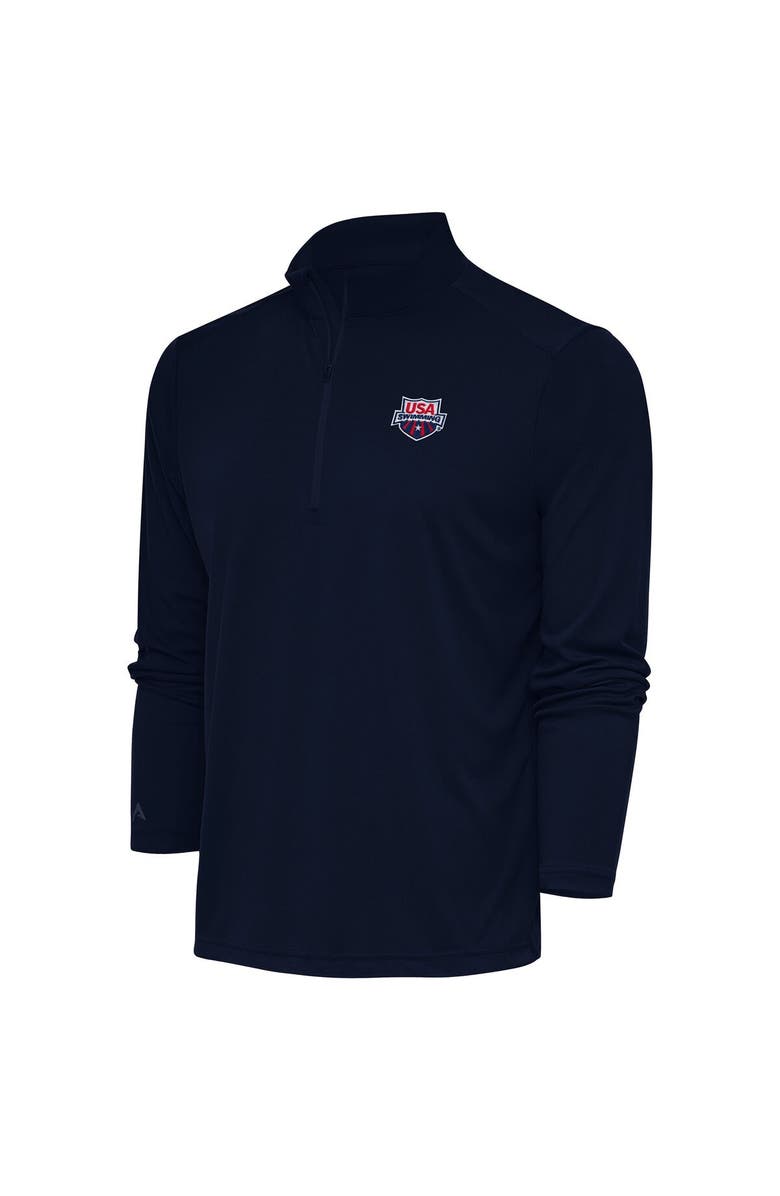 ANTIGUA Men's Antigua Navy USA Swimming Tribute Quarter-Zip Pullover Top, Main, color, Navy