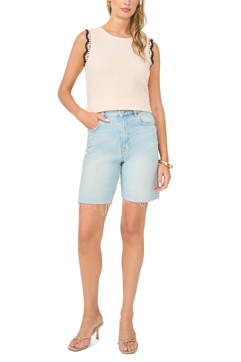 Scallop Tweed Sleeveless Top, Alternate, color, SOFT CREAM