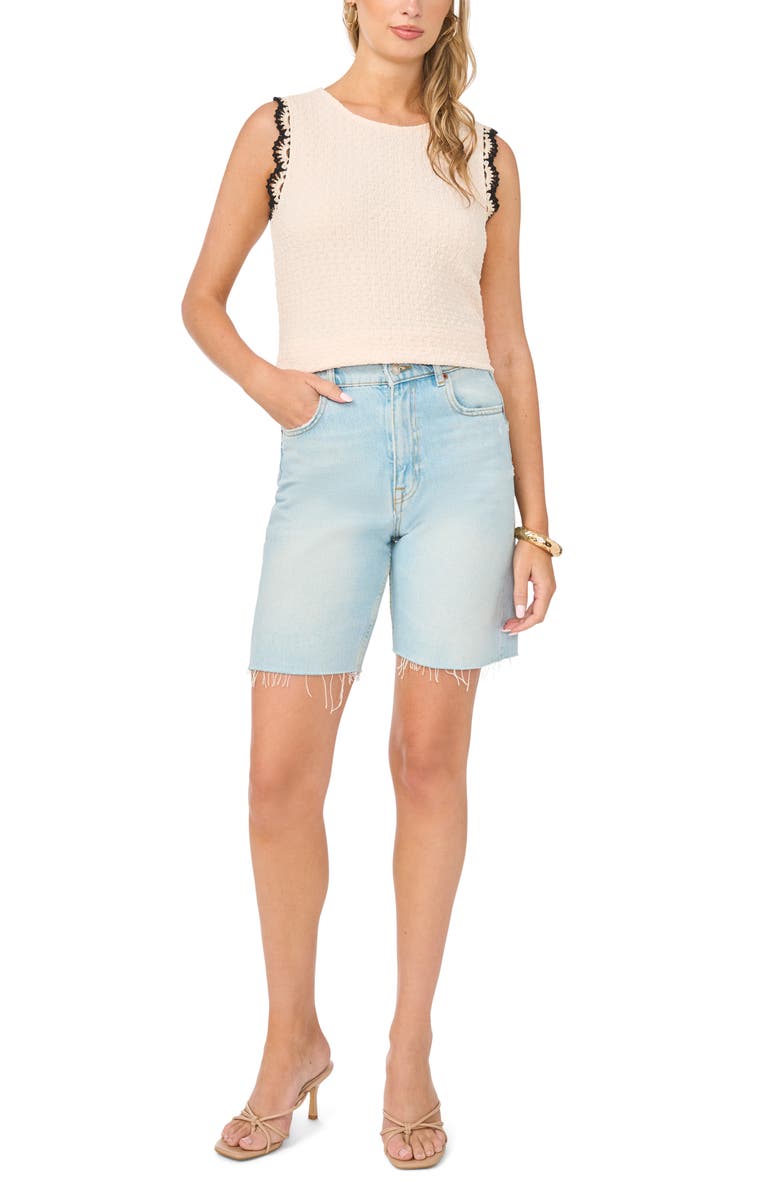 Vince Camuto Scallop Tweed Sleeveless Top, Alternate, color, Soft Cream