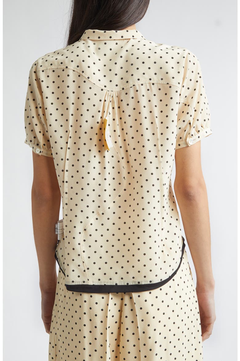 Polka Dot Silk Camp Shirt, Alternate, color, IVORY BASE