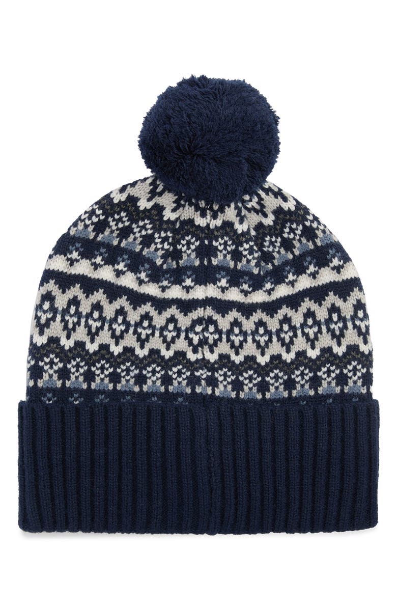 Barbour Marlow Fair Isle Beanie, Alternate, color, Navy