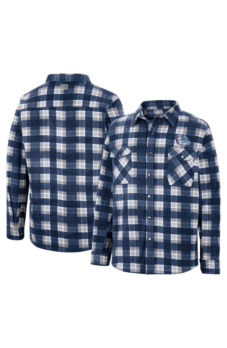 COLOSSEUM Men's Colosseum Navy/White Gonzaga Bulldogs Ellis Plaid Full-Snap Shirt Jacket, Main, color, 