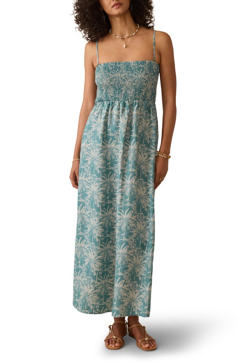 Sunrise Smocked Linen Sundress, Main, color, MAUI TROPICS