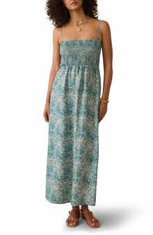 Faherty Sunrise Smocked Linen Sundress
