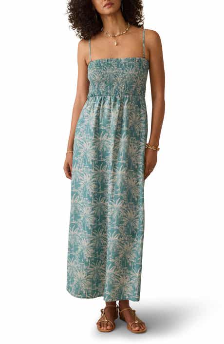 Faherty Sunrise Smocked Linen Sundress