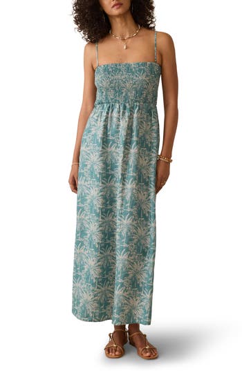 Faherty Sunrise Smocked Linen Sundress