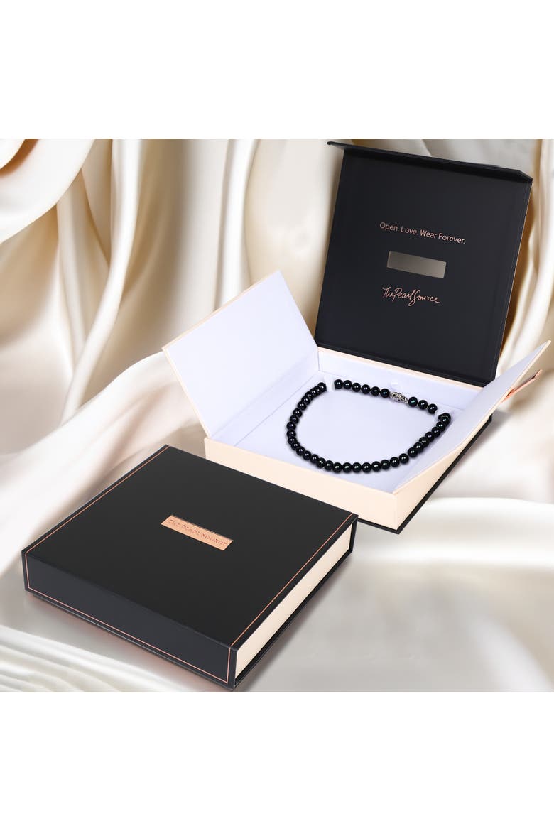 7.5-8.0mm Black Freshwater Pearl Necklace - AAA Quality, Alternate, color, Sterling Silver Clasp