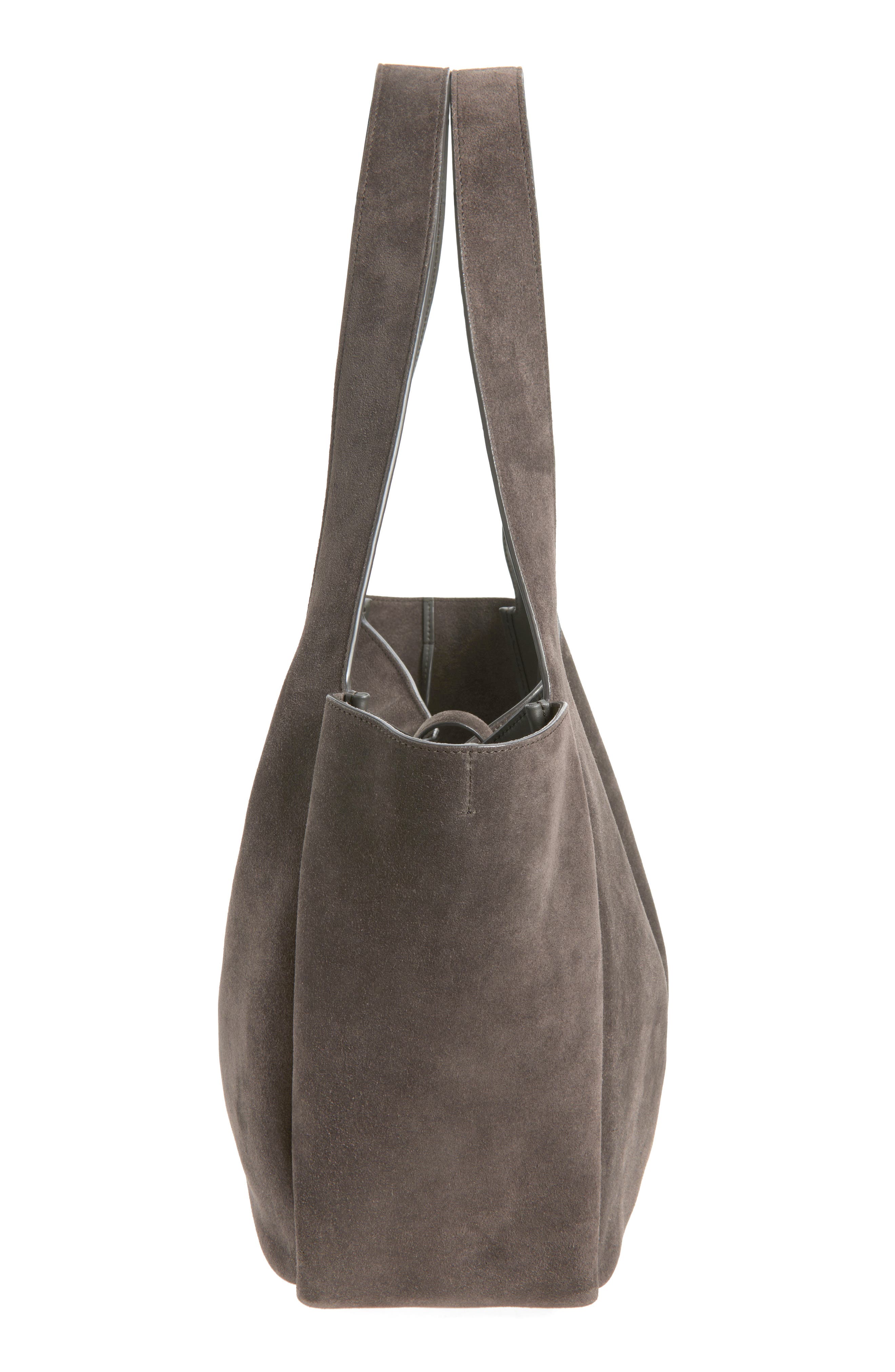 Saint Laurent Le 5 À 7 Bea Suede Tote, Alternate, color, Urban Grey