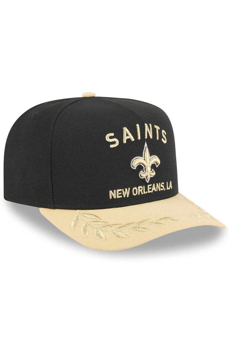 New Era Men's New Era Black/Gold New Orleans Saints 2025 NFL Draft A-Frame 9FIFTY Snapback Hat, Alternate, color,